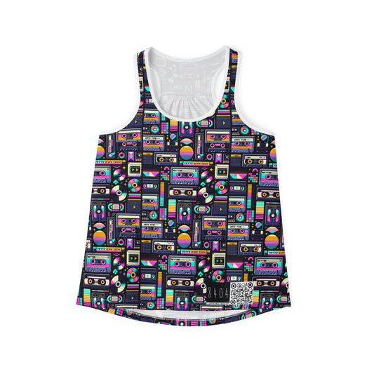 Digital Nostalgia Tech-Inspired Retro Fusion Women's Tank Top - 8404 Design-48
