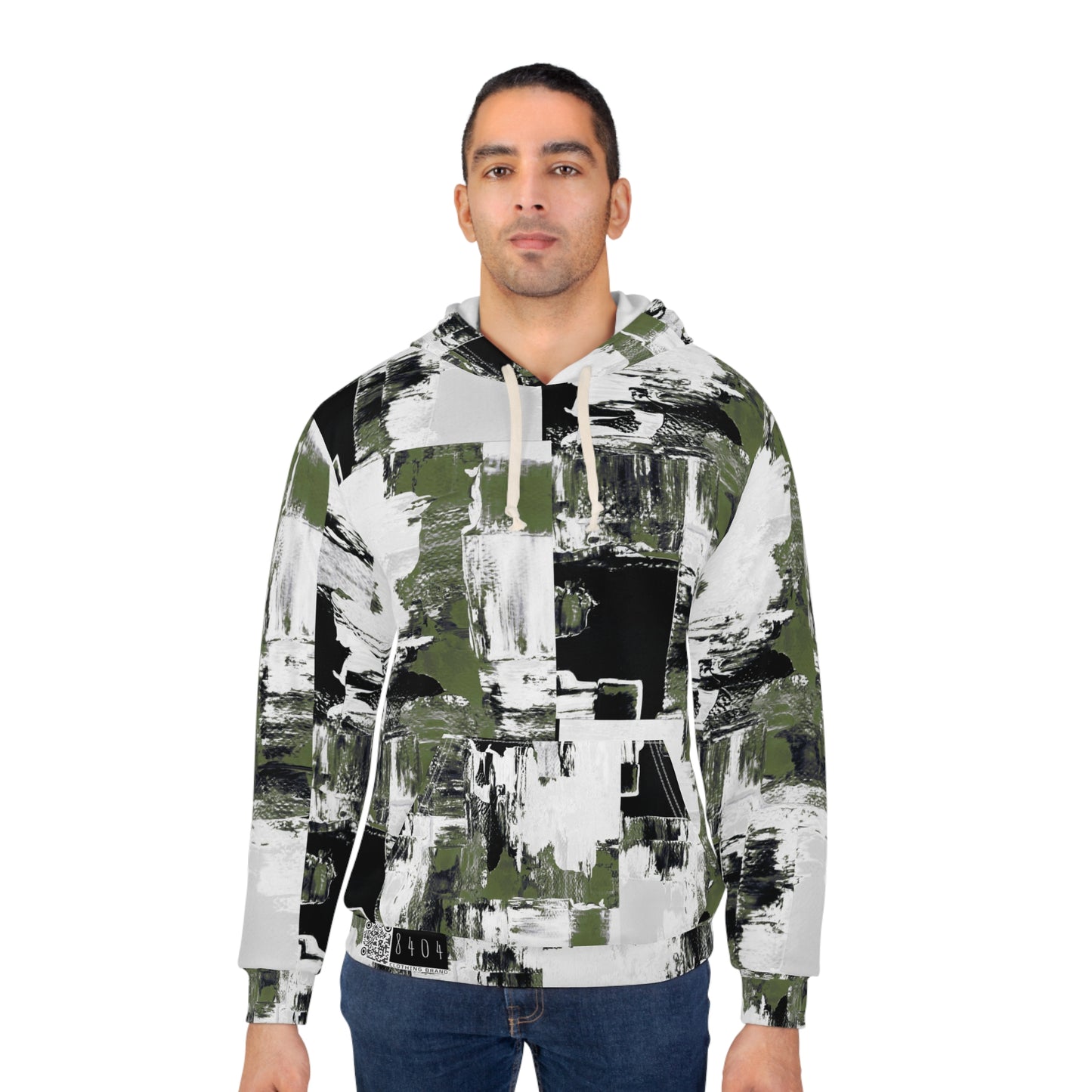 8404 Unisex Adult "Green Camo Abstract" Fashion Pullover Hoodie