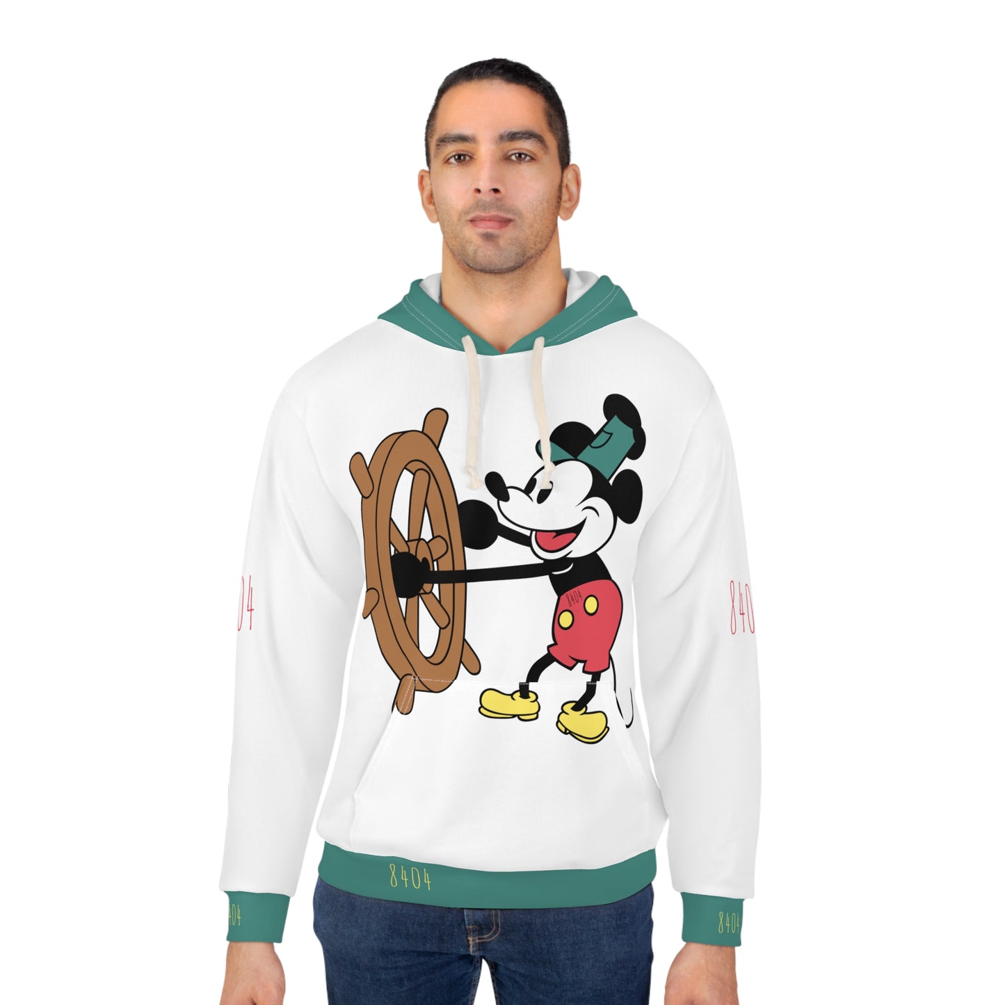 "Mickey Mouse" in green trim Fashion Pullover Hoodie