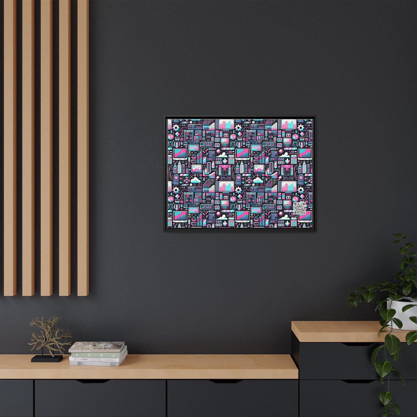 Digital Rebellion Youthful Streetwear with a Rebellious Digital Twist Matte Canvas, Framed (multi-color) - 8404 Design-71 A