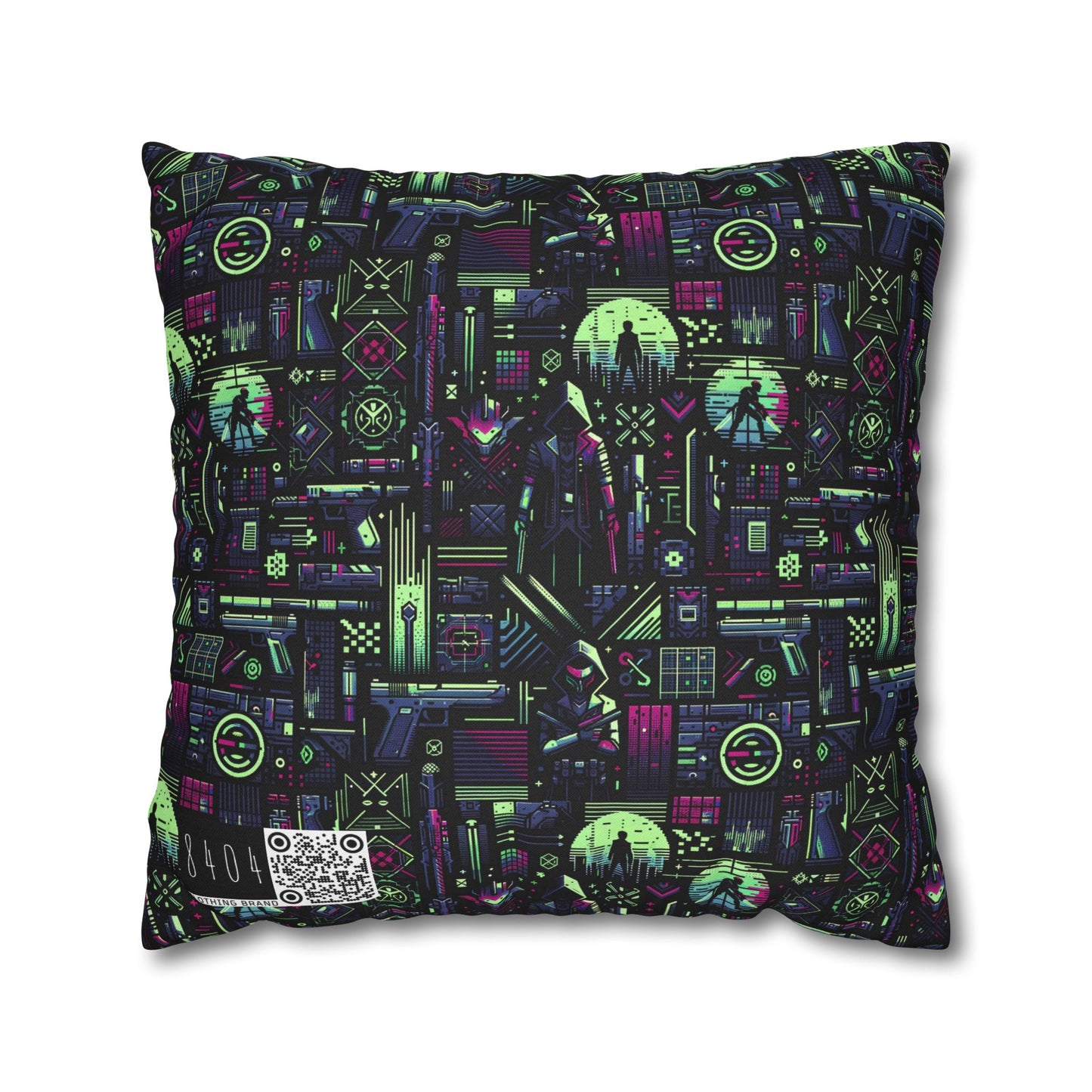 Tech Noir Futuristic Cyberpunk Spun Polyester Square Pillowcase - 8404 Design-63