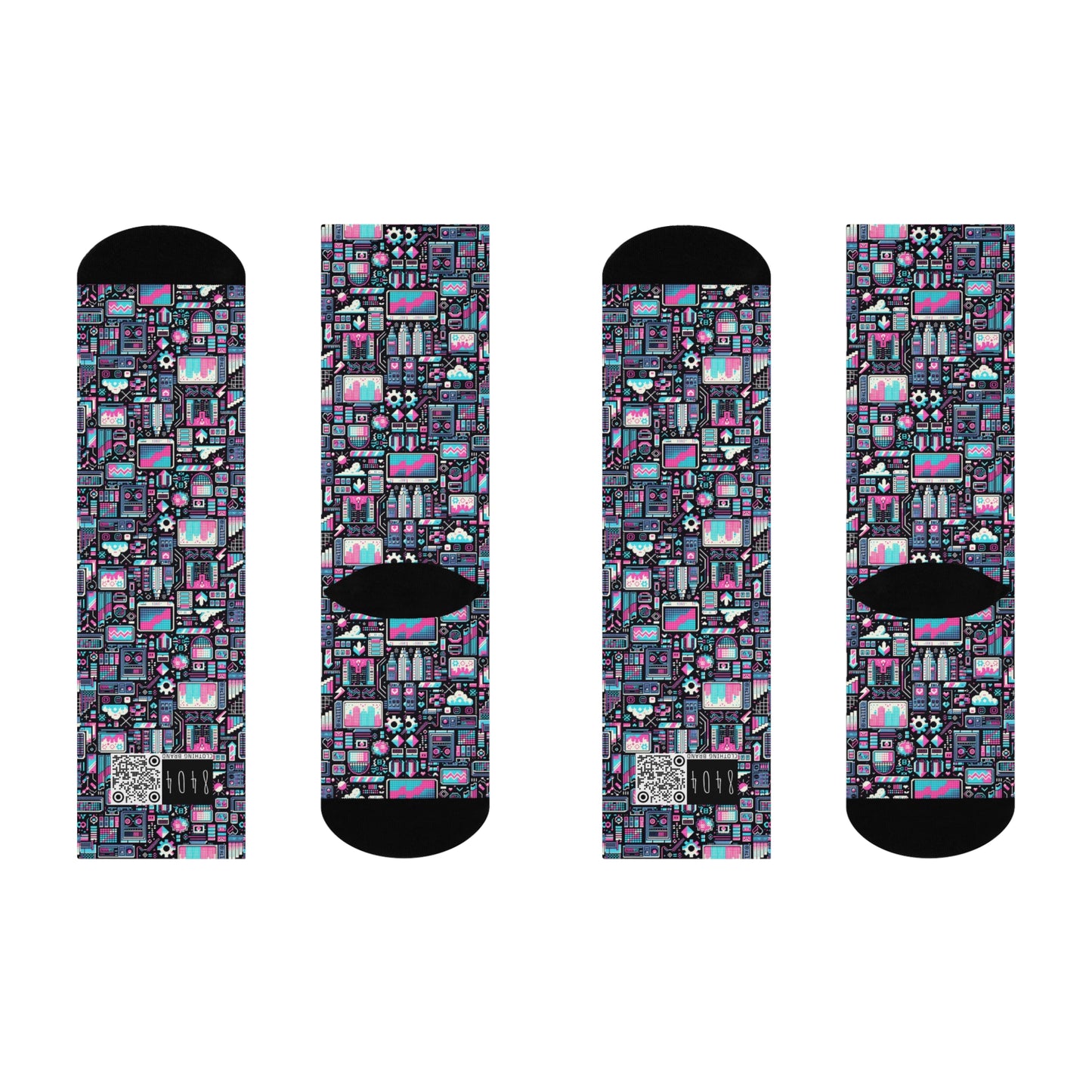 Digital Rebellion Youthful Streetwear with a Rebellious Digital Twist Cushioned Crew Socks - 8404 Design-71