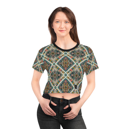Cultural Fusion Tech Blend of Cultural Heritage With Tech-Inspired Elements Crop Tee - 8404 Design-64