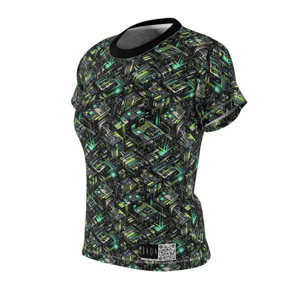 Tech-Infused Graphics Tech-Forward Streetwear Women's Cut & Sew Tee - 8404 Design-47