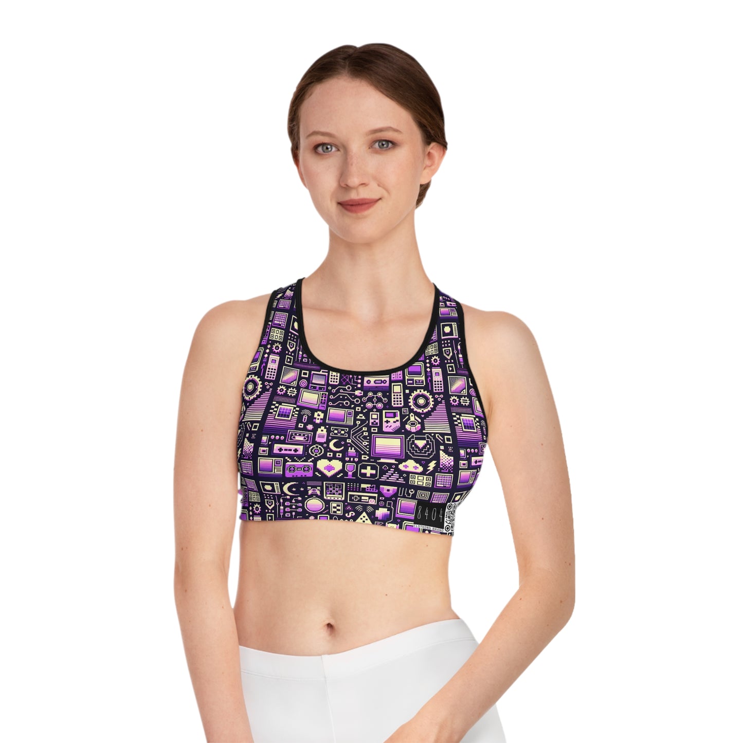Digital Nostalgia Remix Modern Vintage Fusion Sports Bra - 8404 Design-54