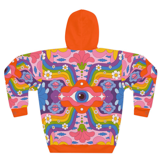 8404's Unisex Adult "the Eye of Trance in Orange" Fashion Pullover Hoodie