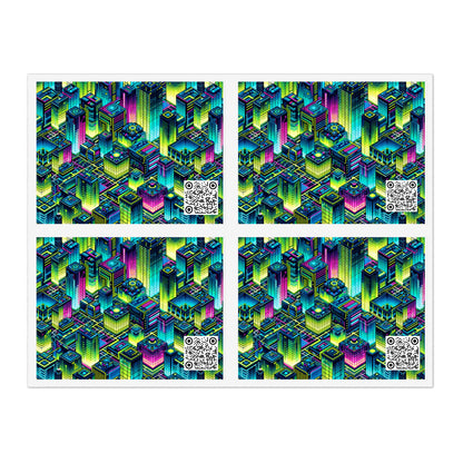 Tech-Infused Neon Tech-Forward Streetwear Sticker Sheets - 8404 Design-65