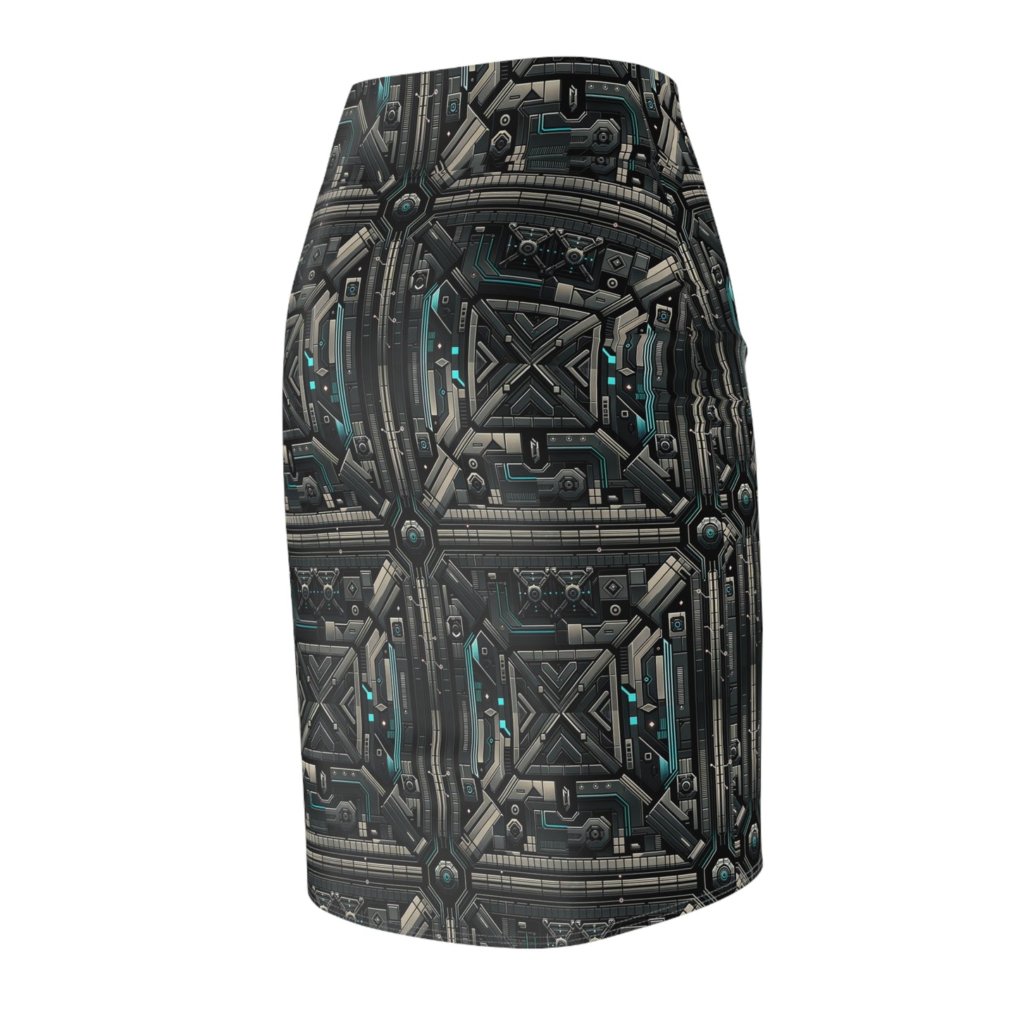 Tech Noir Futuristic Tech Aesthetic with a Dark Twist Women's Pencil Skirt - 8404 Design-59