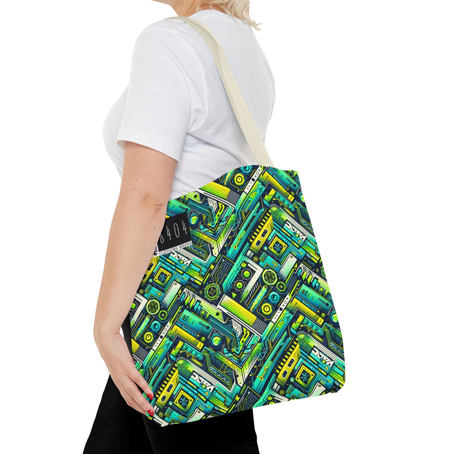 Tech-Infused Neon Tech-Forward Streetwear Tote Bag - 8404 Design-52