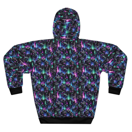 Tech Noir Graphics Futuristic Tech Aesthetics Pullover Hoodie - 8404 Design-55