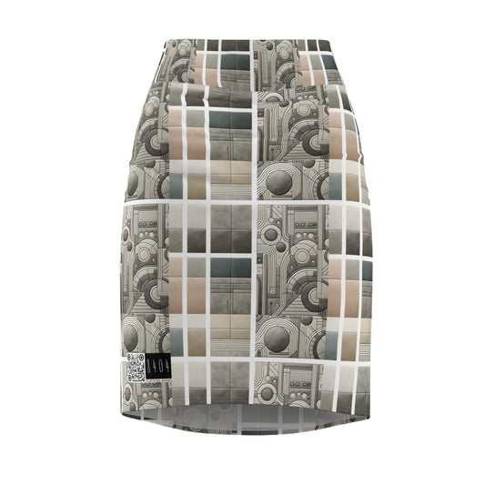 Tech Utility Chic Tech-Forward Minimalist Women's Pencil Skirt - 8404 Design-59