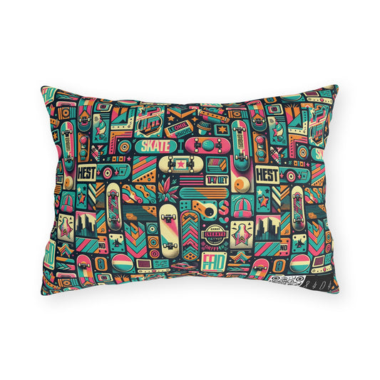 Skate Culture Revival Urban Retro Cool Outdoor Pillow - 8404 Design-61