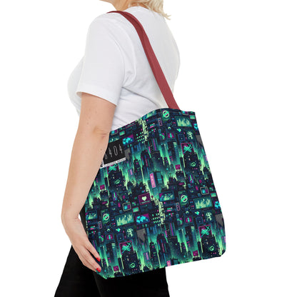 Tech Noir Graphics Futuristic Cyberpunk Tote Bag - 8404 Design-52
