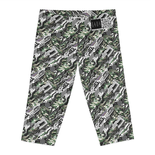 Tech Camo Fusion Tech-Forward Streetwear With a Futuristic Edge Women's Capri Leggings - 8404 Design-46