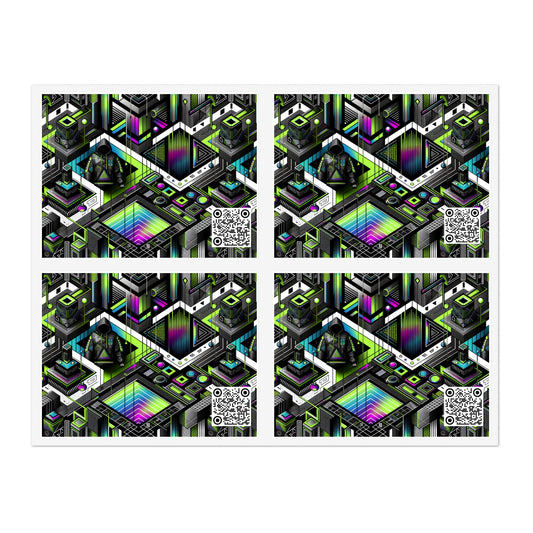 Retro Futurism Graphics Tech-Forward Streetwear Sticker Sheets - 8404 Design-52