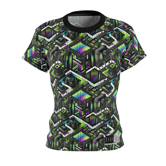 Retro Futurism Graphics Tech-Forward Streetwear Women's Cut & Sew Tee - 8404 Design-52