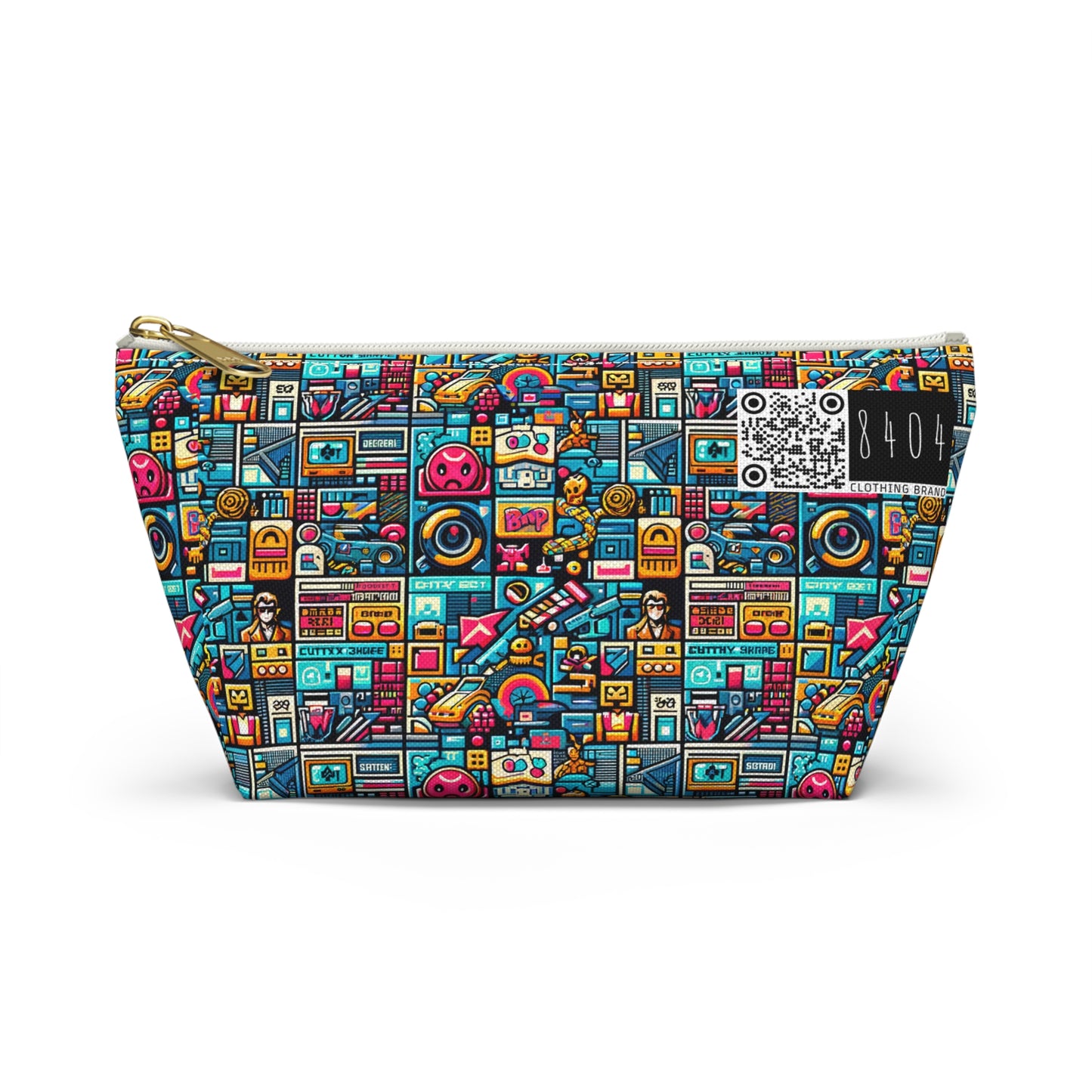Digital Pop Culture Mashup Maximalist Pop Accessory Pouch W T-bottom - 8404 Design-47