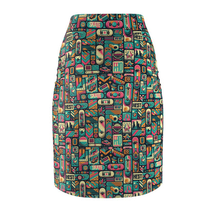 Skate Culture Revival Urban Retro Cool Women's Pencil Skirt - 8404 Design-61