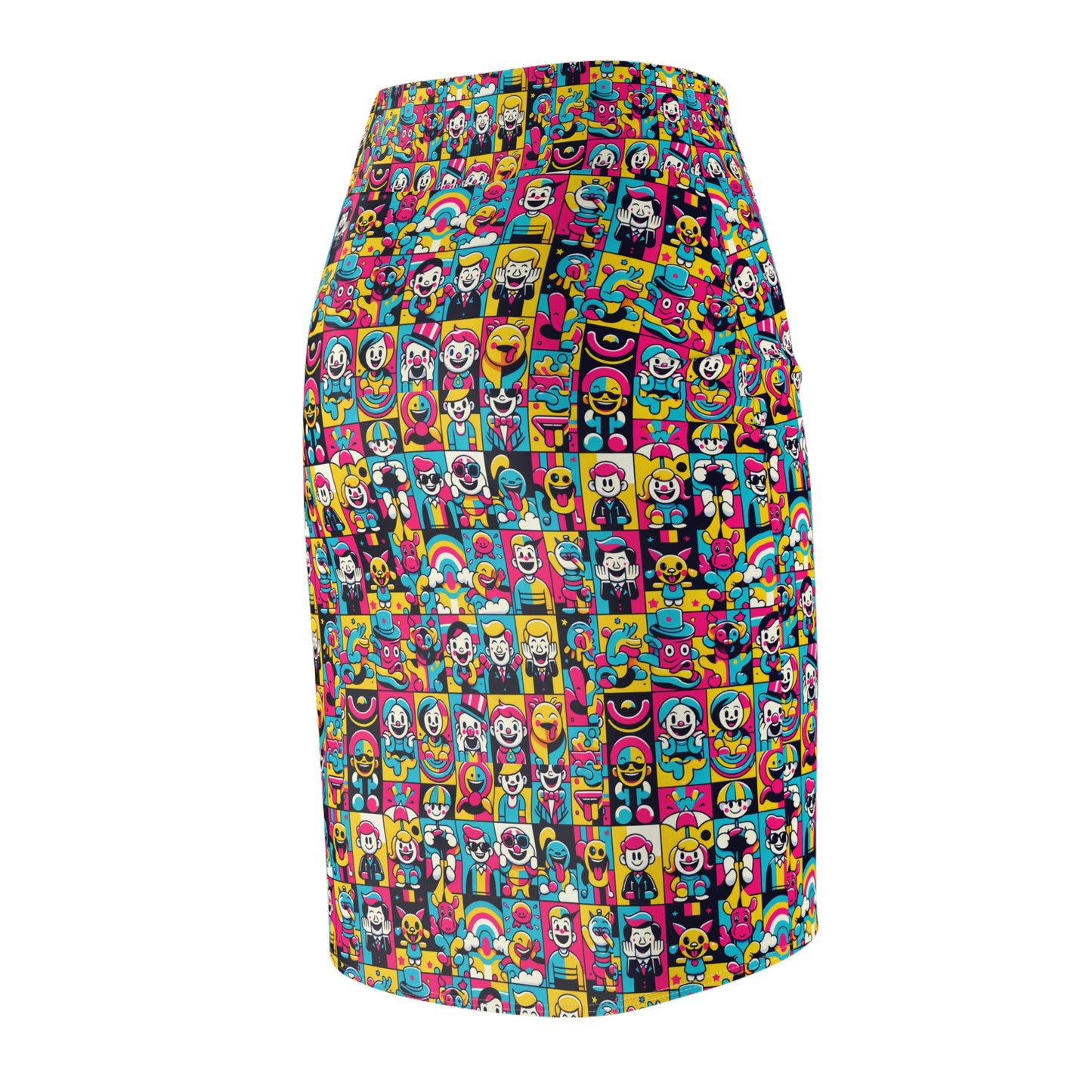 Neon Pop Playful Pop Culture Mashup Women's Pencil Skirt - 8404 Design-60