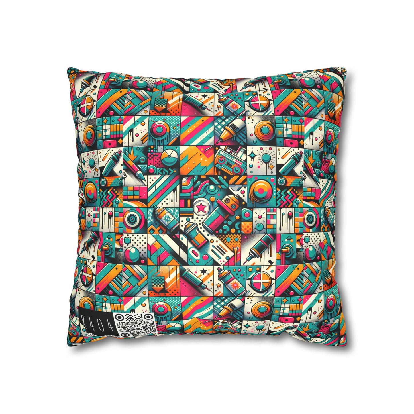 Graffiti Fusion Modern Street Art Fusion Faux Suede Square Pillowcase - 8404 Design-58