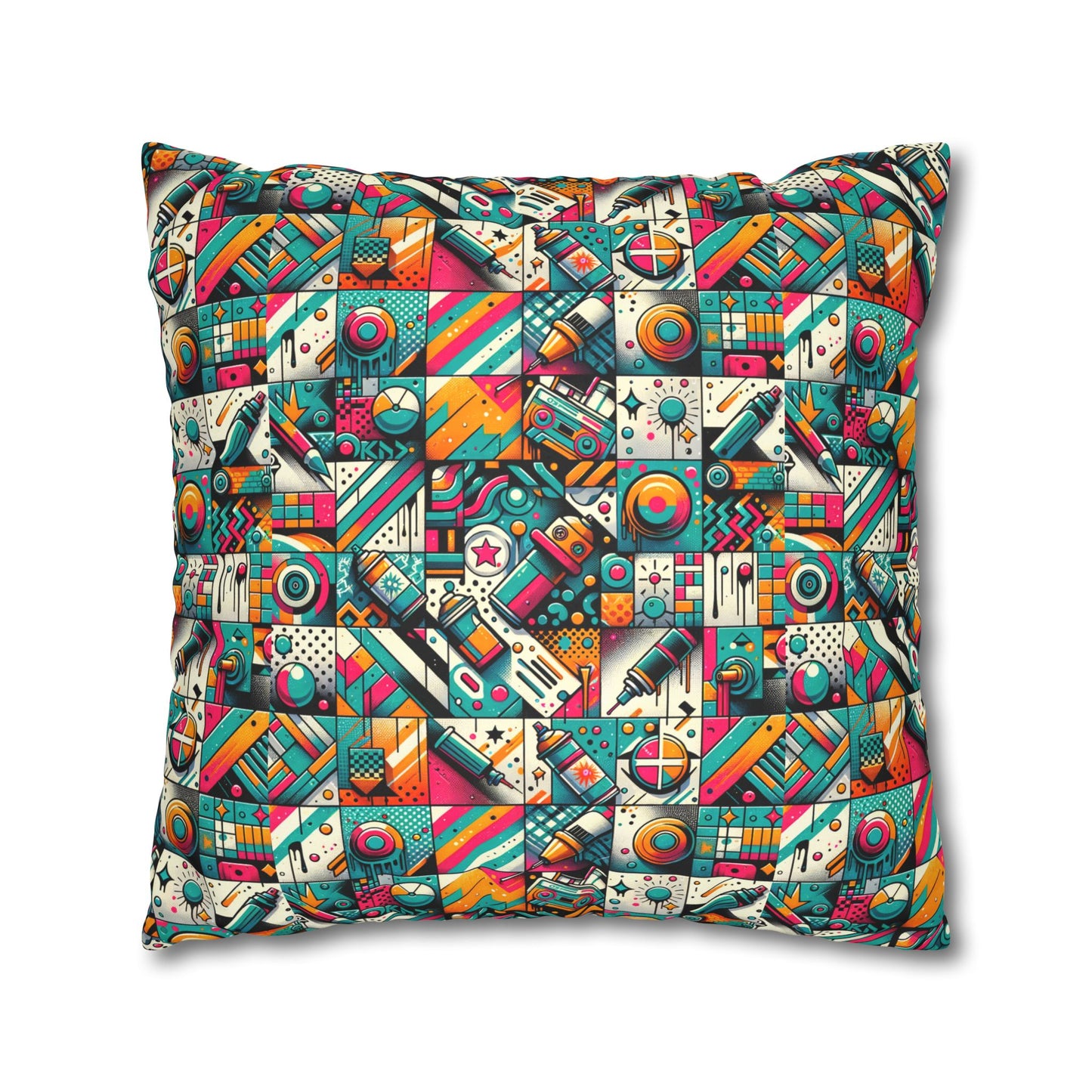 Graffiti Fusion Modern Street Art Fusion Faux Suede Square Pillowcase - 8404 Design-58