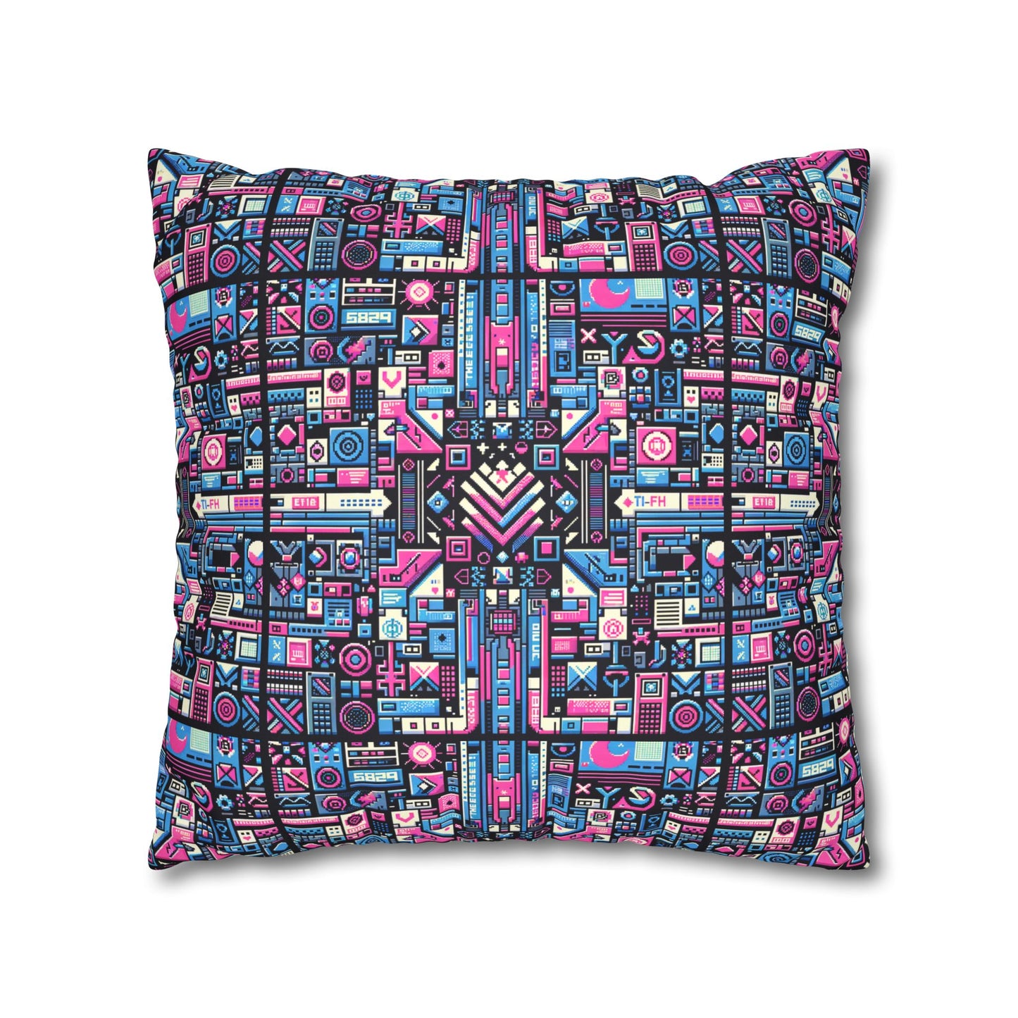 Digital Rebellion Youthful Streetwear with a Rebellious Digital Twist Faux Suede Square Pillowcase - 8404 Design-65