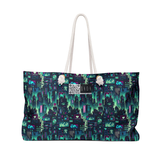 Tech Noir Graphics Futuristic Cyberpunk Weekender Bag - 8404 Design-52