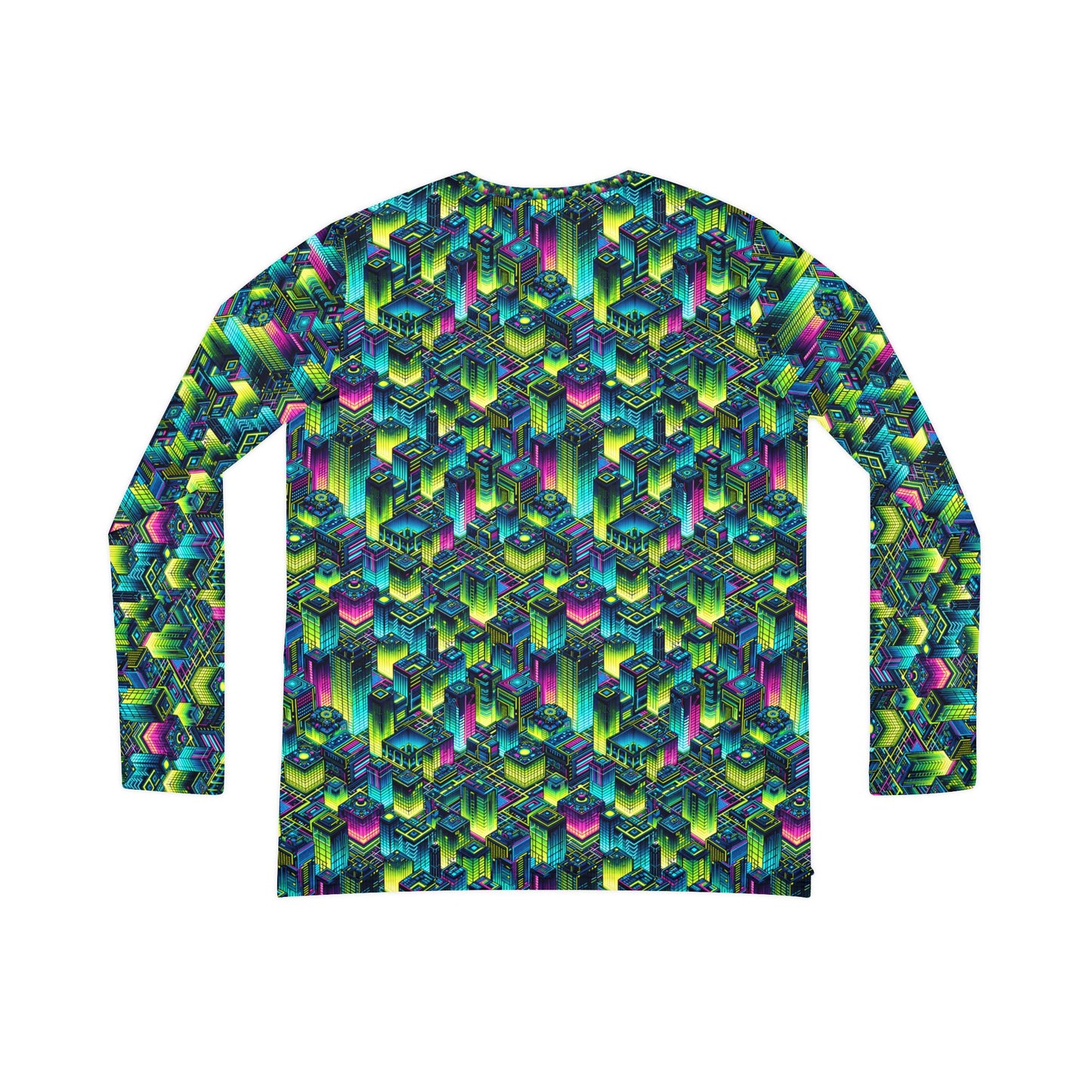Tech-Infused Neon Tech-Forward Streetwear Women's Long Sleeve V-Neck Shirt - 8404 Design-65