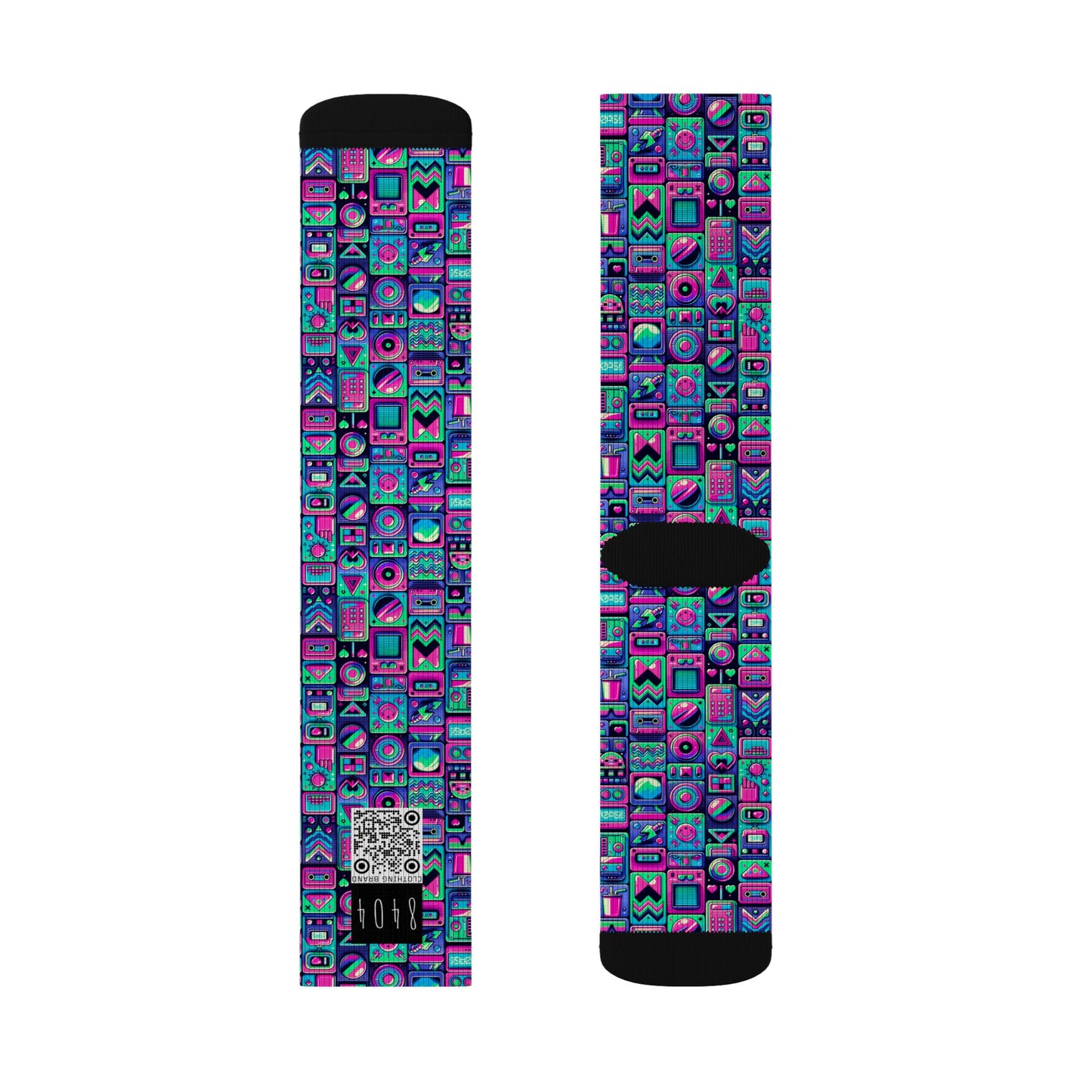 Neon Retro Revival Retro Futurism Sublimation Socks - 8404 Design-60