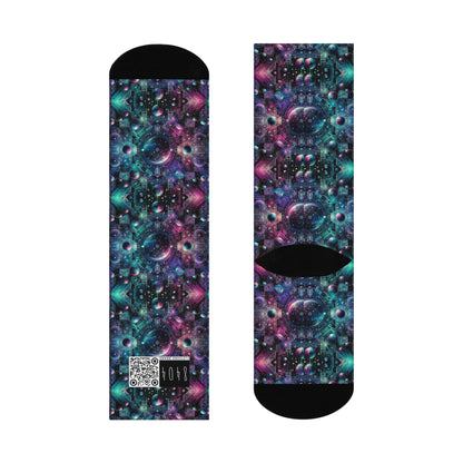 Galactic Hues Tech-Forward Cosmic Fusion Cushioned Crew Socks - 8404 Design-59