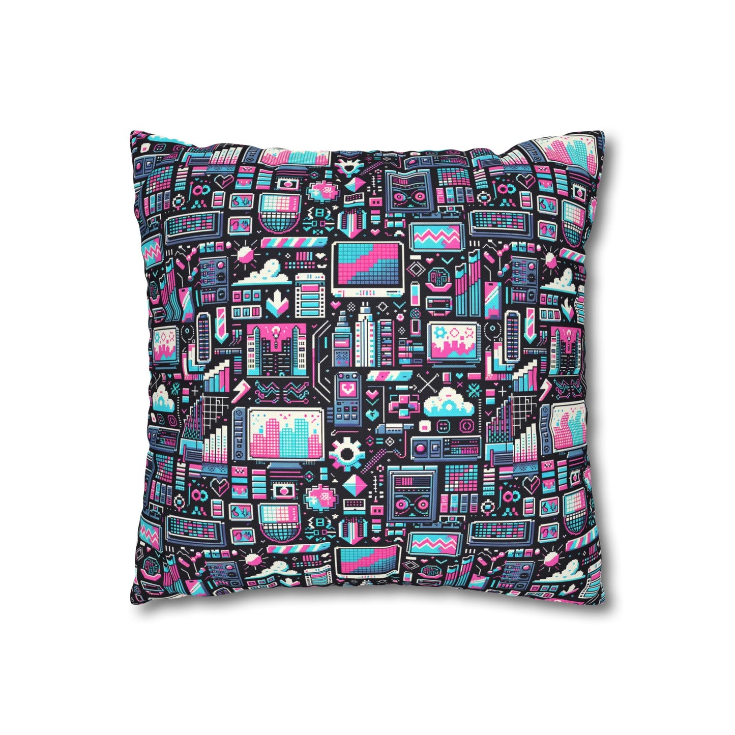 Digital Rebellion Youthful Streetwear with a Rebellious Digital Twist Spun Polyester Square Pillowcase - 8404 Design-71