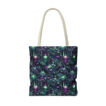 Tech Noir Aesthetics Tech-Forward Urban Dystopia Tote Bag - 8404 Design-43