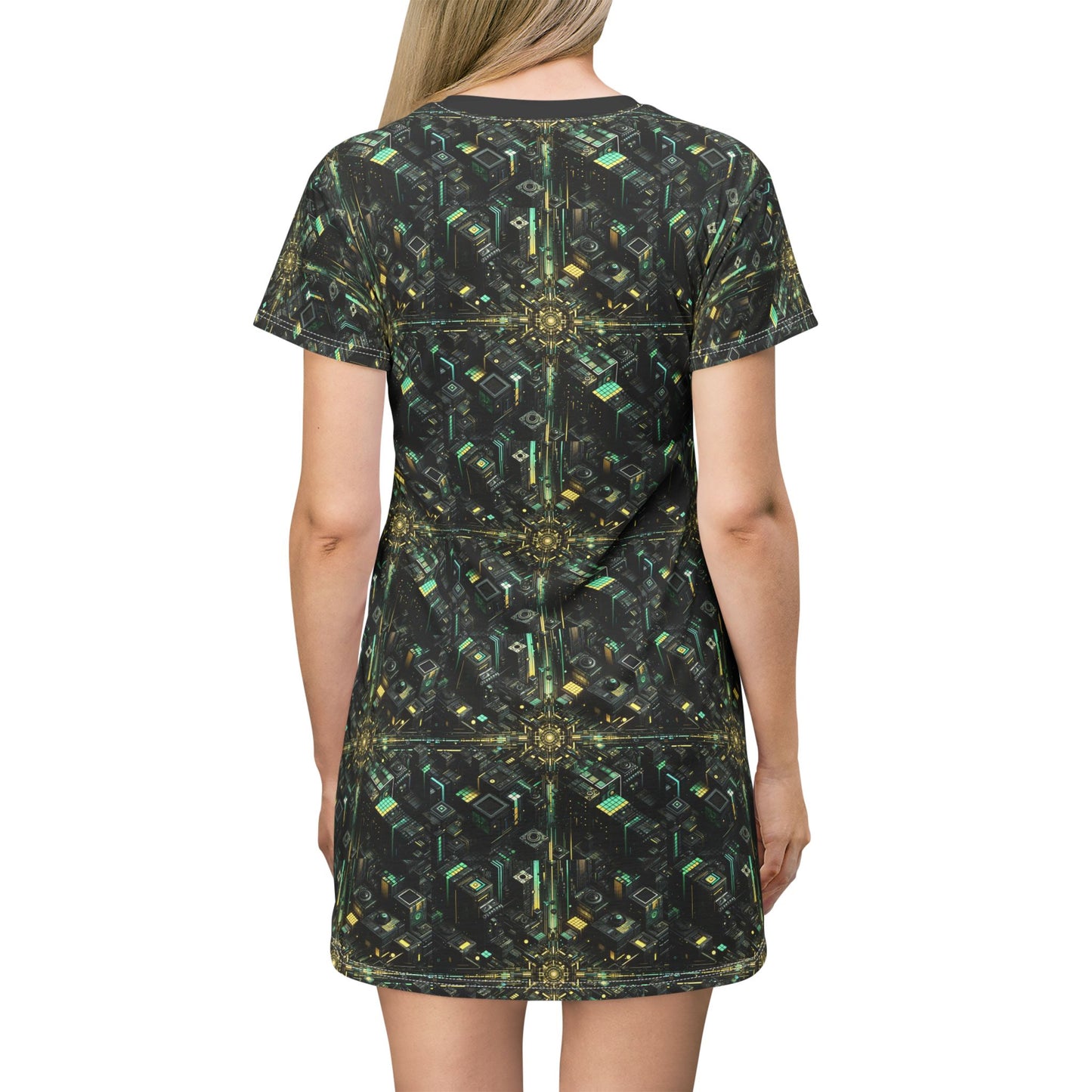 Tech Noir Graphics Tech-Inspired Streetwear T-Shirt Dress - 8404 Design-66