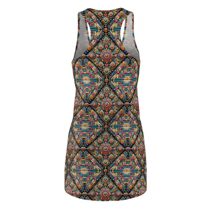 Cultural Fusion Tech Blend of Cultural Heritage With Tech-Inspired Elements Women's Cut & Sew Racerback Dress - 8404 Design-58