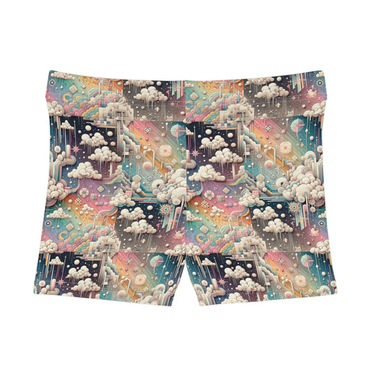 Digital Dreamland Whimsical and Nostalgic Streetwear With a Digital Twist Women's Shorts - 8404 Design-52