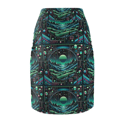 Digital Adventure Graphics Digital Explorer Women's Pencil Skirt - 8404 Design-59
