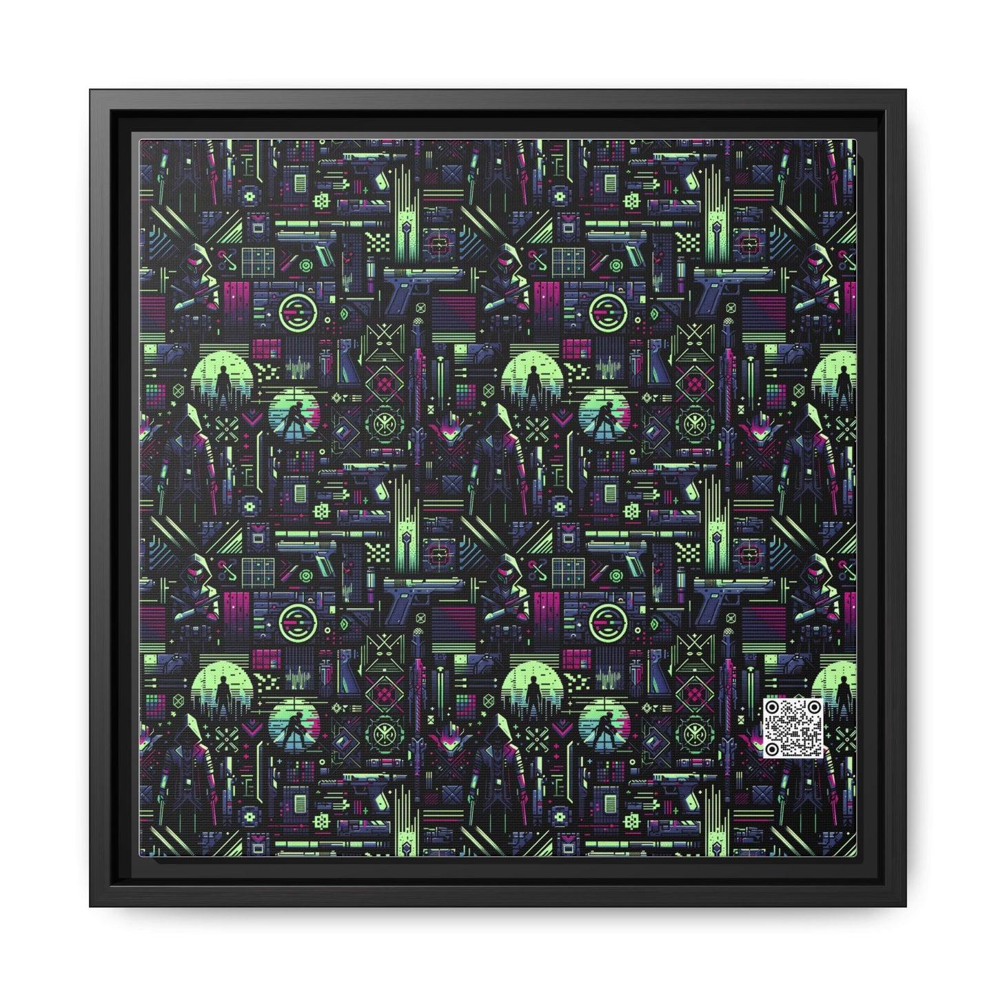 Tech Noir Futuristic Cyberpunk Matte Canvas, Framed (multi-Color) - 8404 Design-63 A