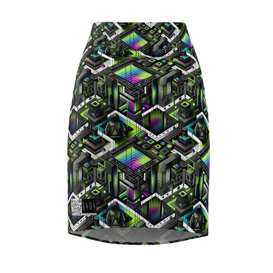 Retro Futurism Graphics Tech-Forward Streetwear Women's Pencil Skirt - 8404 Design-52