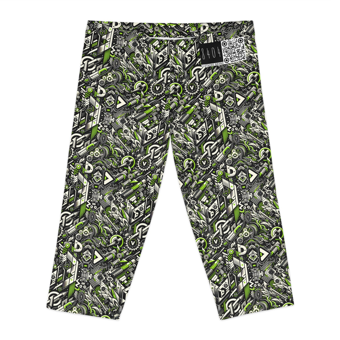Graffiti Tech Fusion Bold Streetwear Fusion Women's Capri Leggings - 8404 Design-59