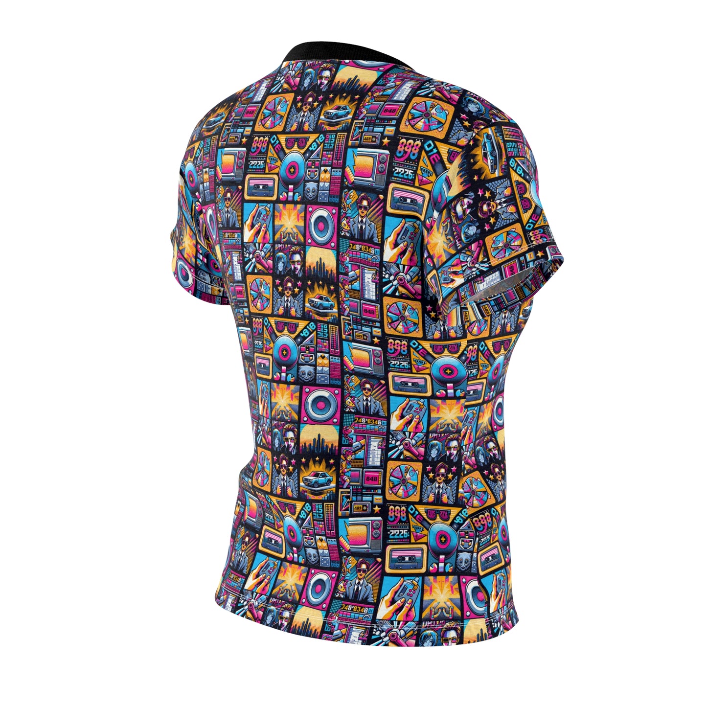 Digital Pop Culture Mashup Maximalist Pop Women's Cut & Sew Tee - 8404 Design-52