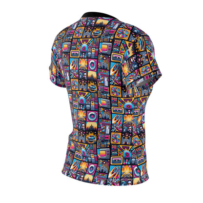 Digital Pop Culture Mashup Maximalist Pop Women's Cut & Sew Tee - 8404 Design-52