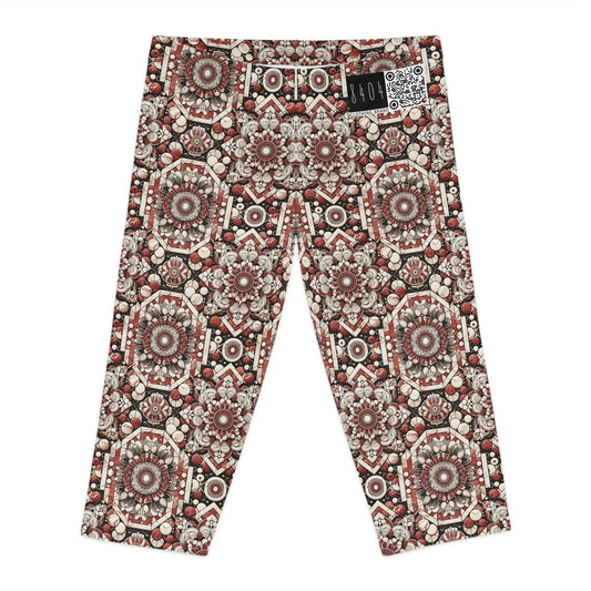 Neo Jomon Sculptural Aesthetics Artisanal Streetwear Women's Capri Leggings - 8404 Design-55