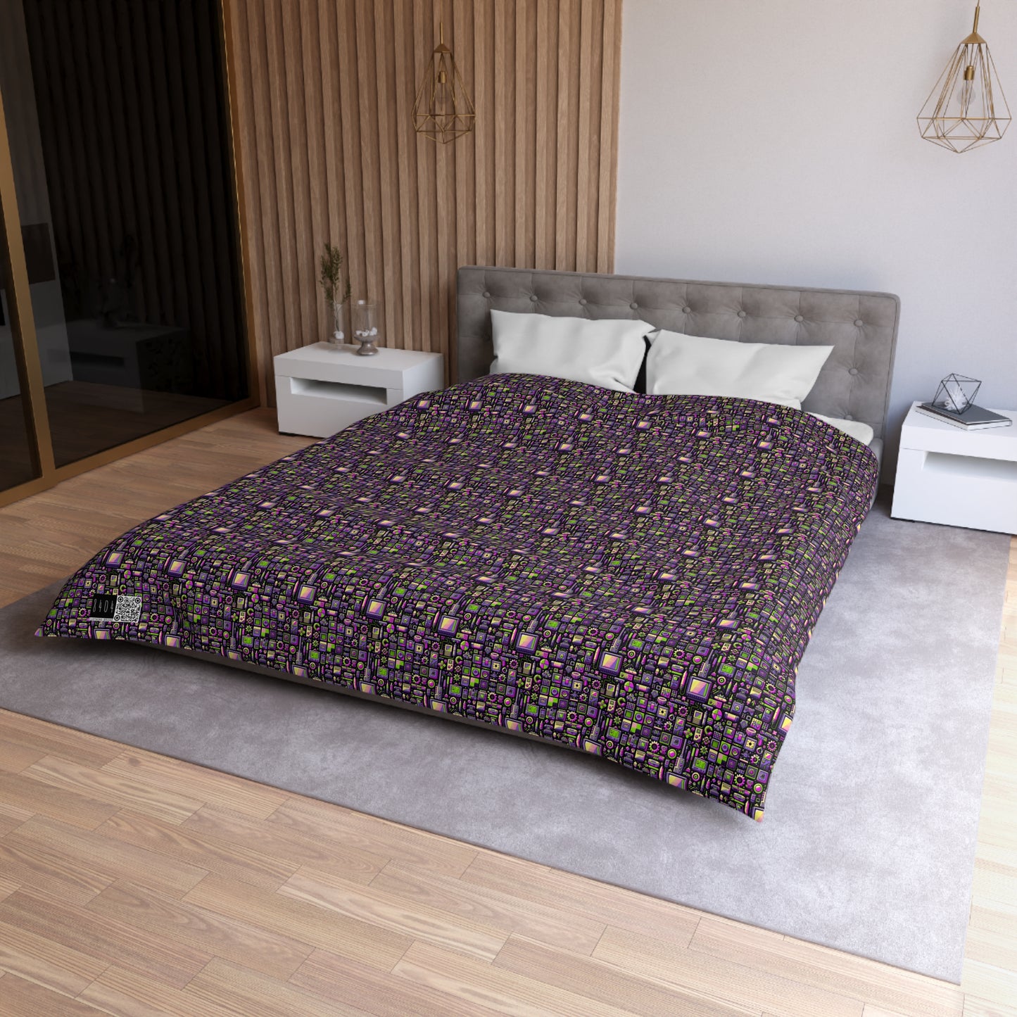 Digital Nostalgia Remix Modern Vintage Fusion Microfiber Duvet Cover - 8404 Design-67