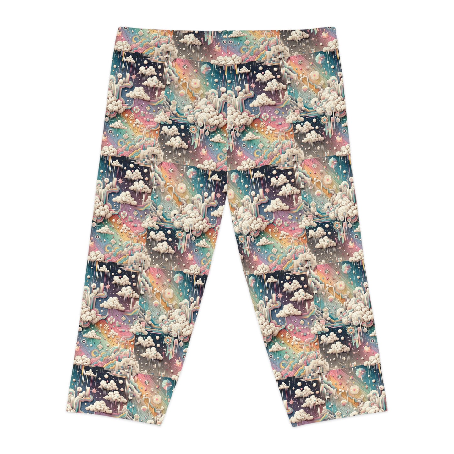 Digital Dreamland Whimsical and Nostalgic Streetwear With a Digital Twist Women's Capri Leggings - 8404 Design-52