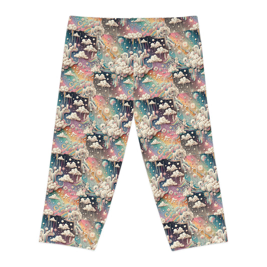 Digital Dreamland Whimsical and Nostalgic Streetwear With a Digital Twist Women's Capri Leggings - 8404 Design-52