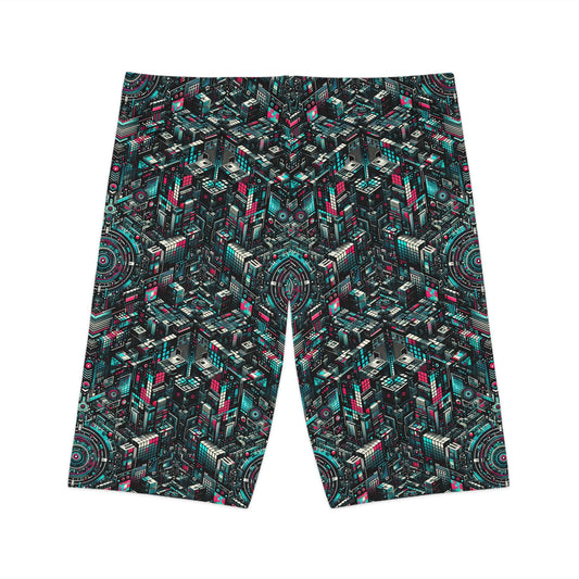 Digital Rebellion Tech-Inspired Streetwear Women's Bike Shorts - 8404 Design-54
