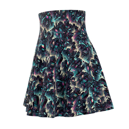 Digital Rebellion Tech-Inspired Streetwear Women's Skater Skirt - 8404 Design-51