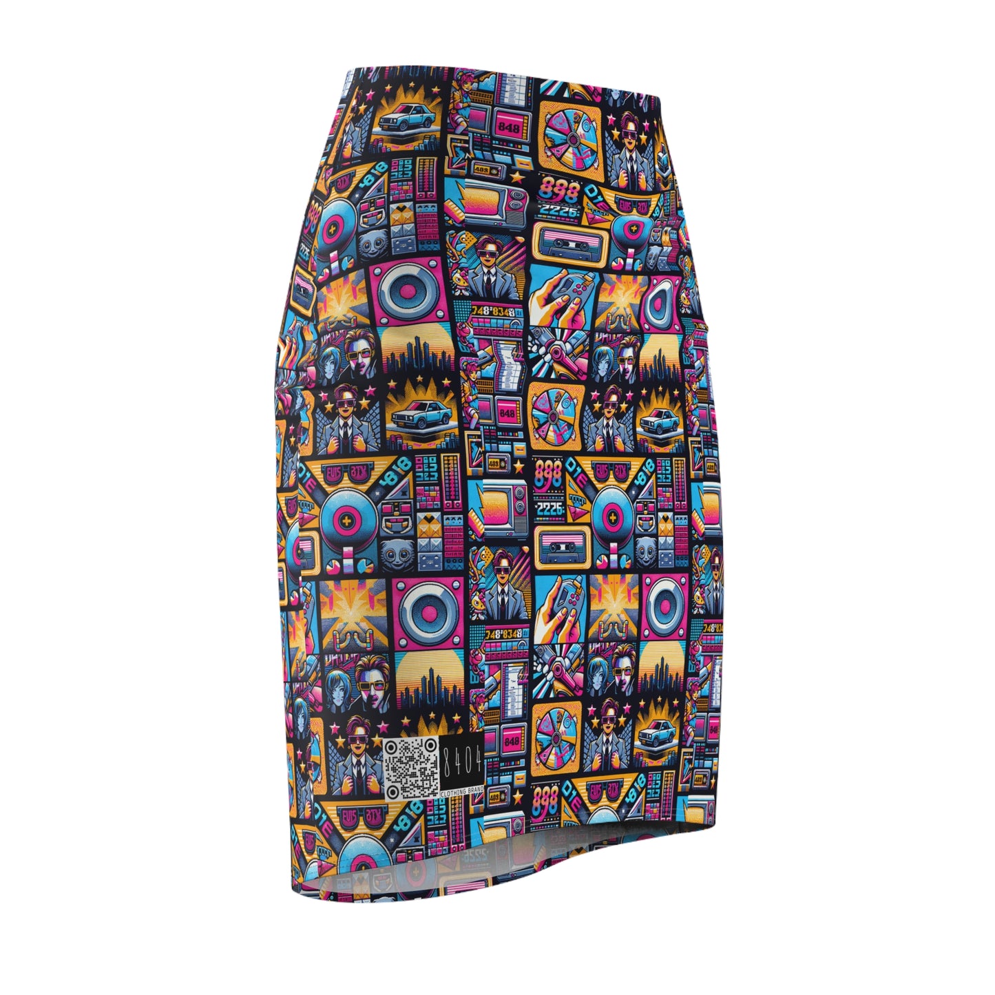 Digital Pop Culture Mashup Maximalist Pop Women's Pencil Skirt - 8404 Design-52