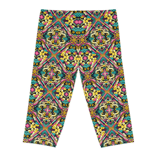 Neon Pop Art Revival Pop Culture Retro Women's Capri Leggings - 8404 Design-59