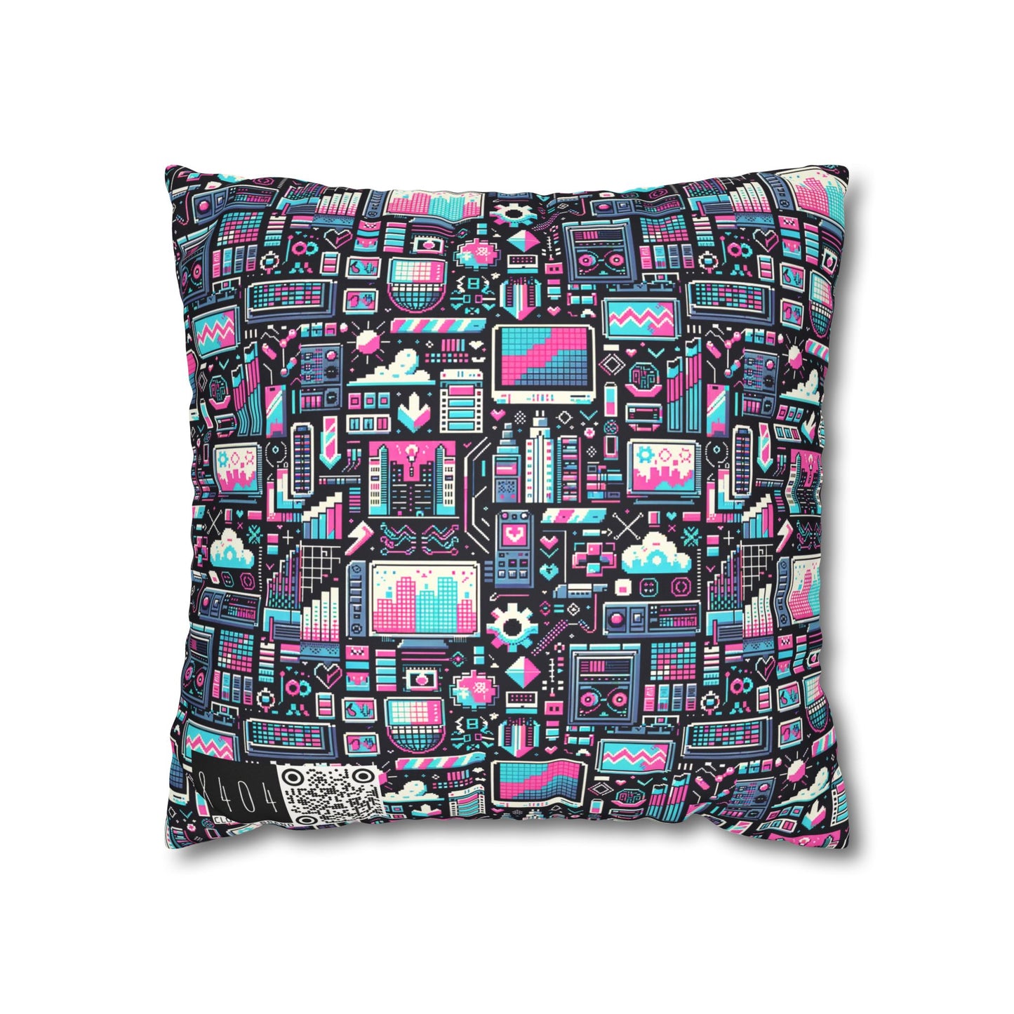 Digital Rebellion Youthful Streetwear with a Rebellious Digital Twist Faux Suede Square Pillowcase - 8404 Design-71